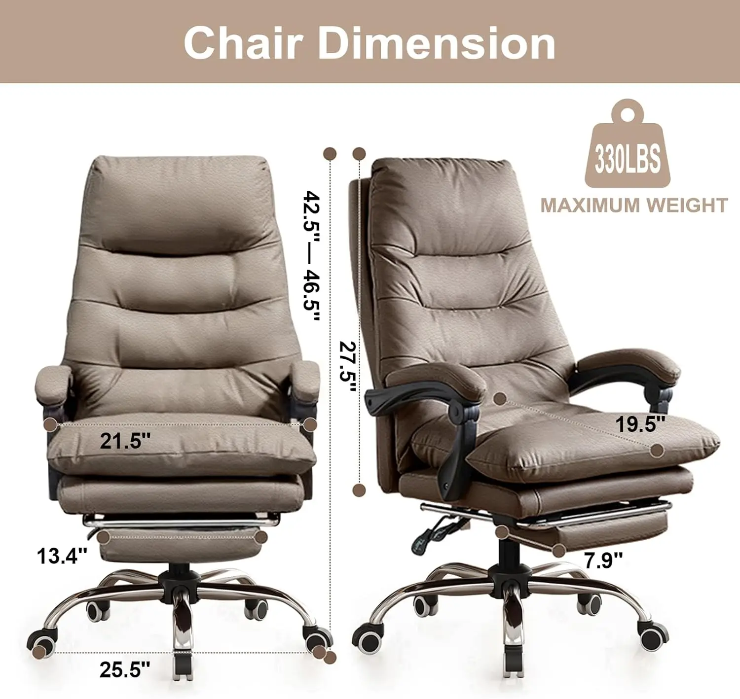 Executive Office Chair Big and Tall Gaming Comfortable Reclining Desk High Back Computer Ergonomic Leather