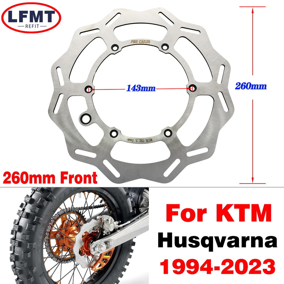 

Motorcycle 260mm Front Brake Disc Wave Floating Rotor For Husqvarna FE TE FCTC TX FX For KTM EXC EXCF SX SXF XC XCW XCF TPi 2023