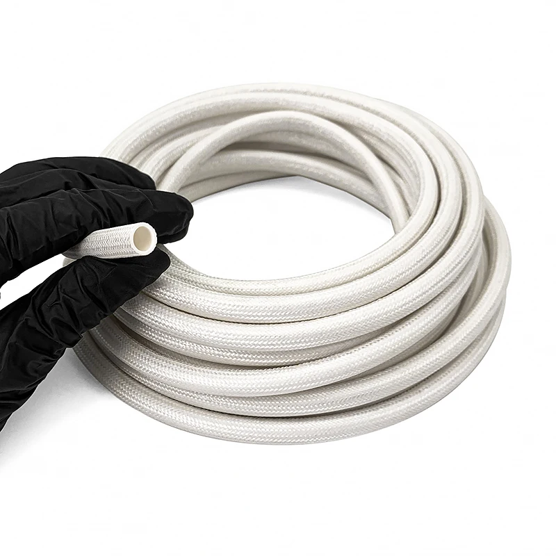 Fiberglass Tube 2- 14mm Silicone Resin Coated Insulated Soft Chemical Glass Fiber Braided Sleeve High Temperature Pipe Wire Wrap