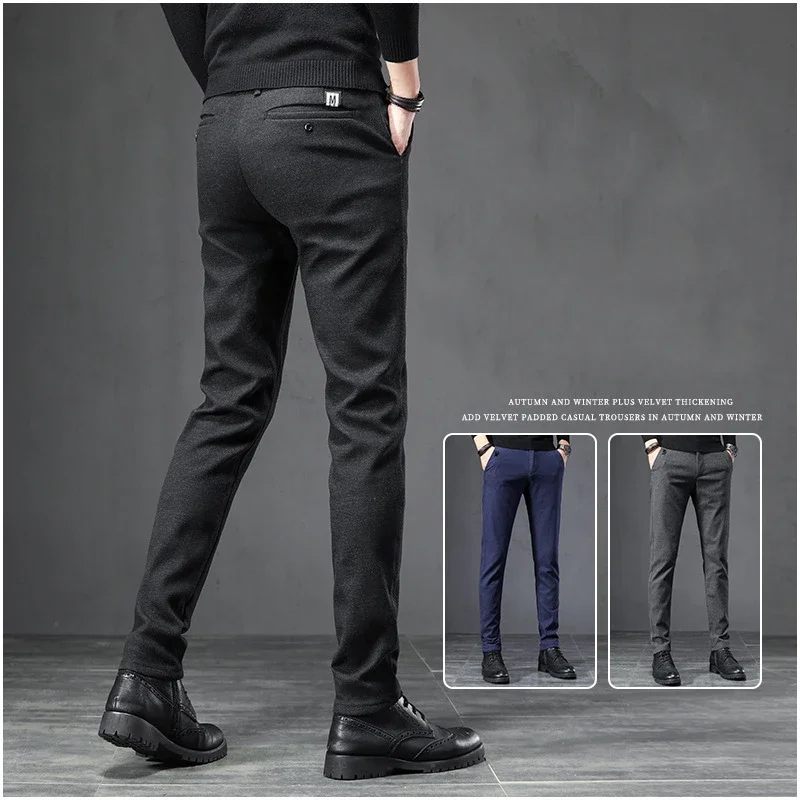 

2024 весна осень новые повседневные брюки мужские хлопковые облегающие модные брюки из матовой ткани мужская брендовая одежда брюки больших размеров 28-38