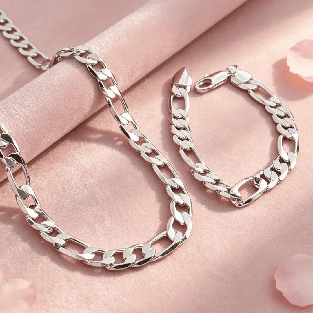 Korean fashion 925 Sterling silver Special 10MM Figaro bracelets neckalces for man women party wedding Engagement jewelry sets