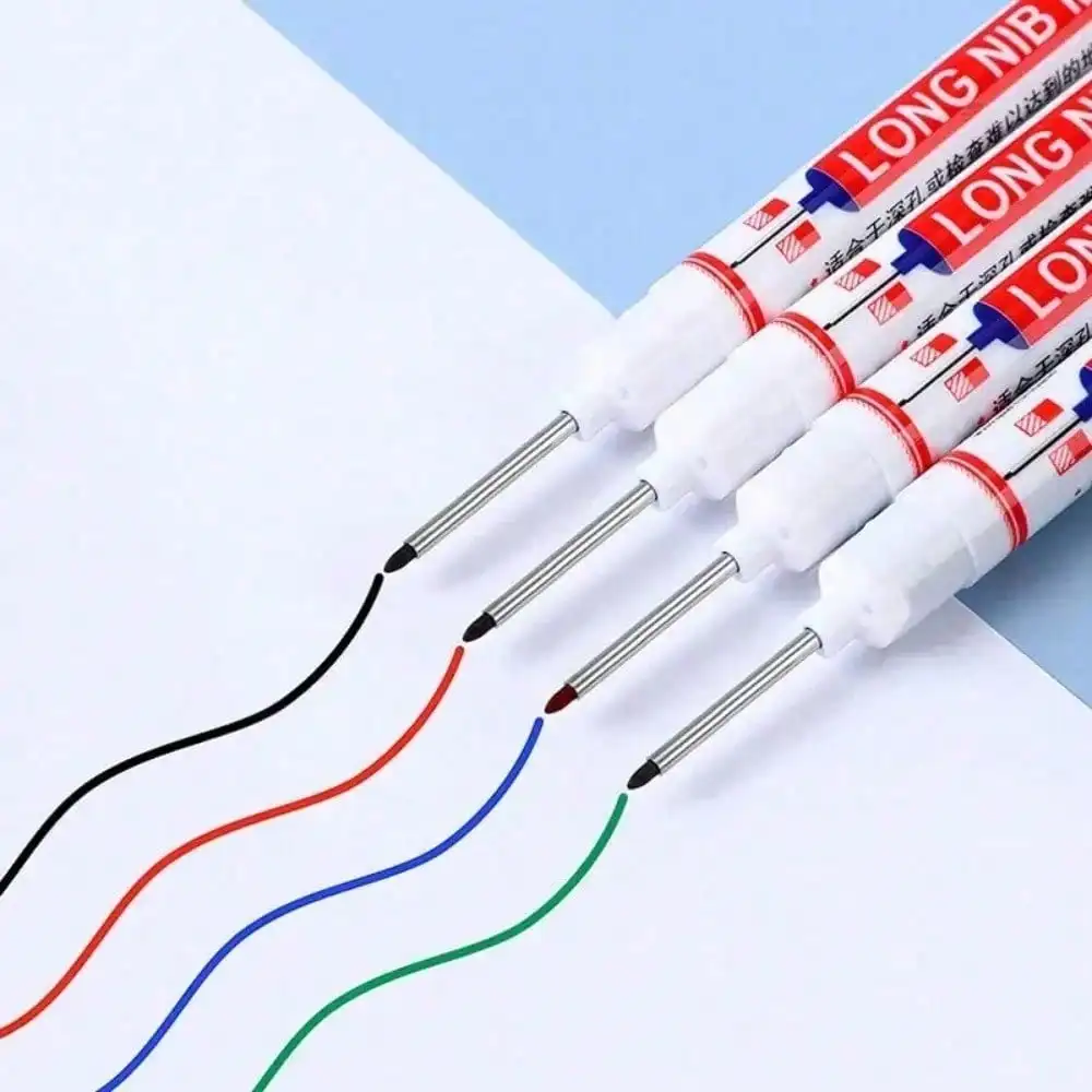 1/5/10/20pcs Oil-Based Marking Pens Set - Waterproof Long Tip for Deep Holes, Wood & Tiles (Red/Black/Green/Blue)