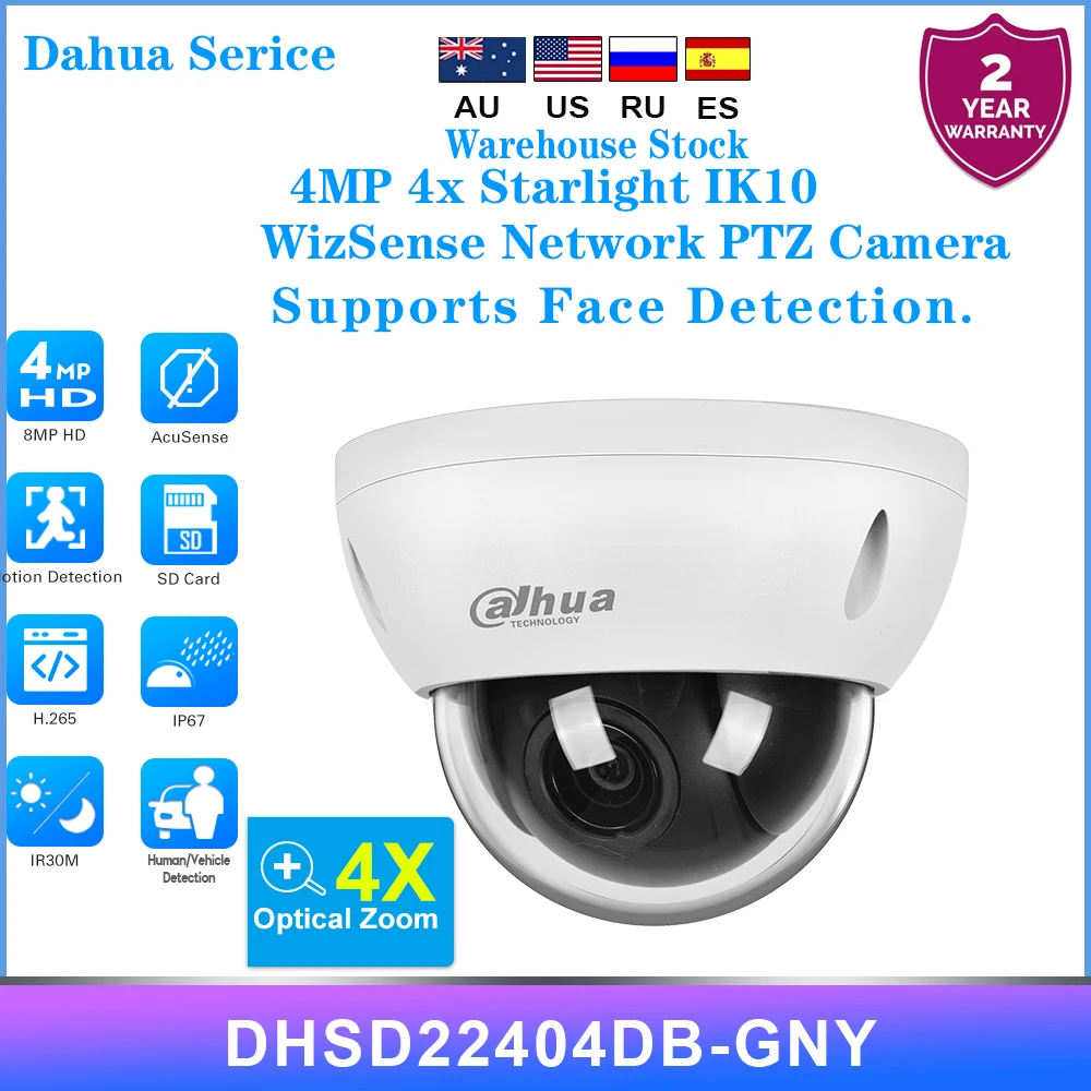 Dahua Serice Wizsense 4MP PTZ IP Camera Optical Zoom Outdoor 360° Starlight Security Protection SMD SD22404DB-GNY