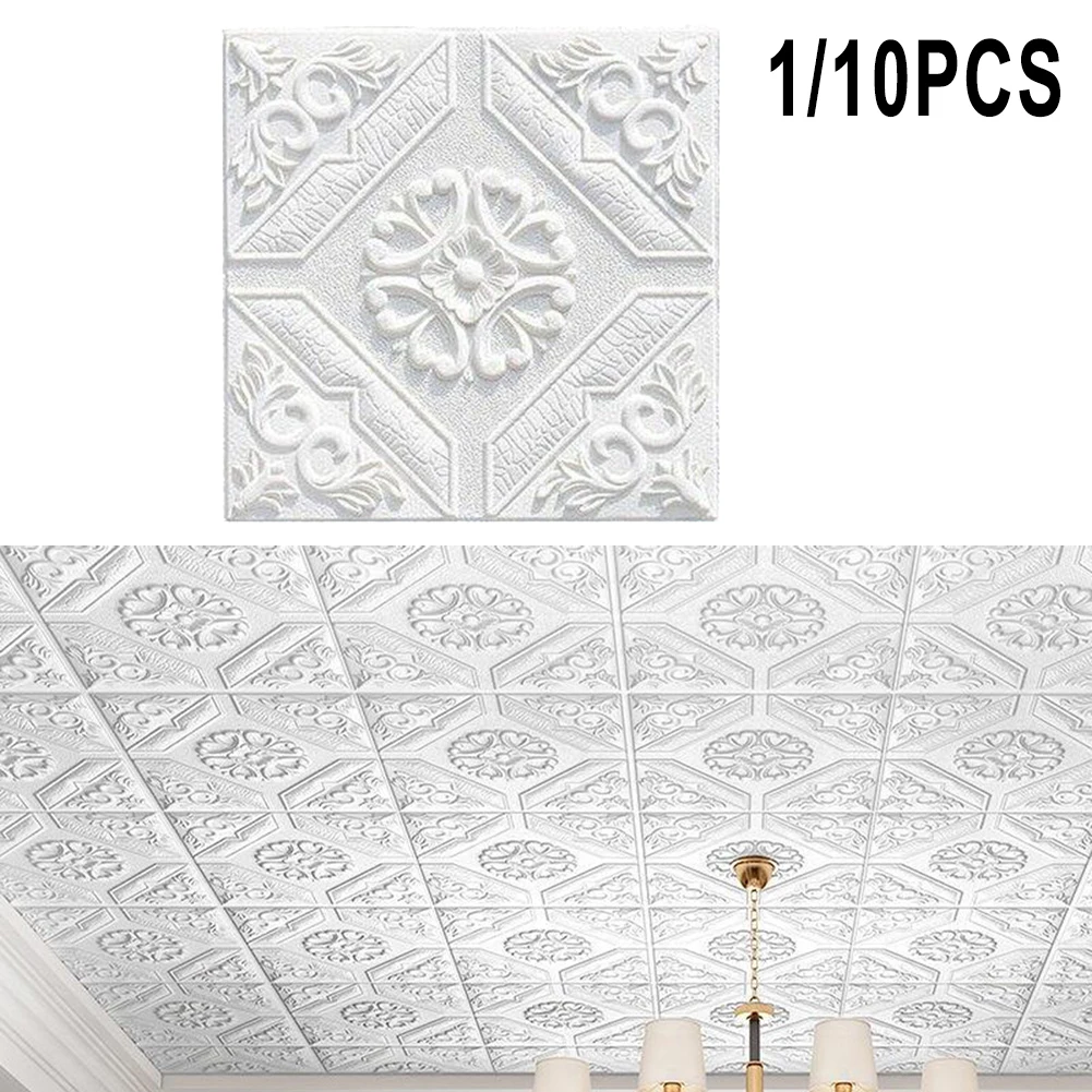 Autocollants muraux en brique de carrelage 3D, panneau en mousse auto-adhésif, décoration d'intérieur, salon, chambre à coucher, plafond, art mural TV, 35x35cm