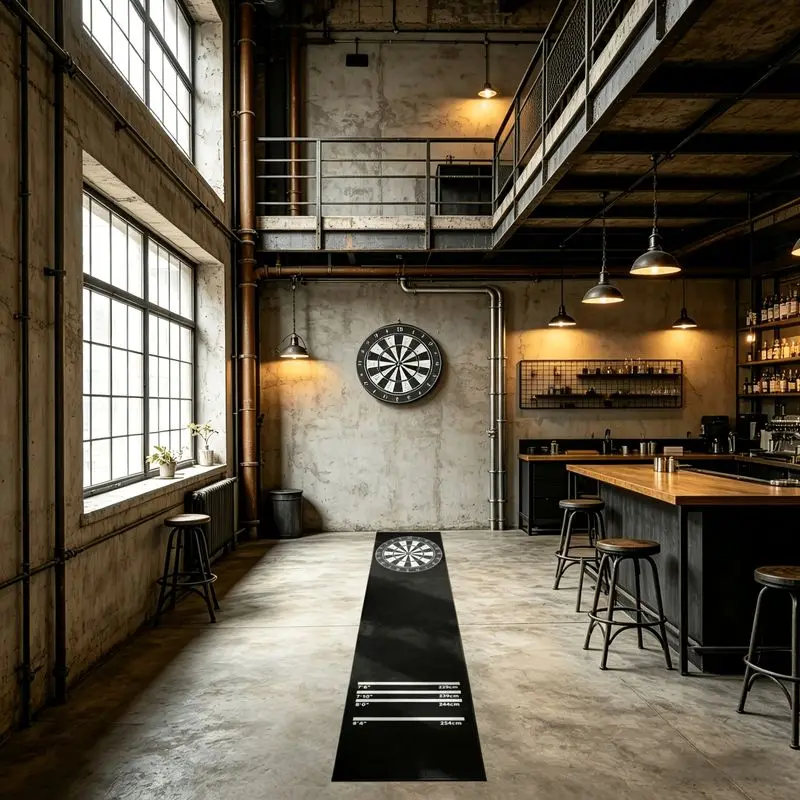 VIKAMA Black Dartboard Printed Dart Mat Non Slip Oche Line Floor Mat Multi Distance Mark Indoor Game Rug