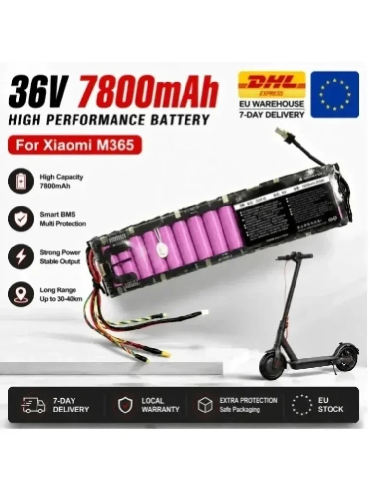 36V 7800mAh Akku für Xiaomi M365 M365 Pro Elektroroller Li-Ionen Ersatzakku mit Smart BMS EU Schnellversand