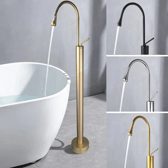 

Independent bathtub filling handle bathtub faucet, no need to hold spray, single pole copper faucet, brushed gold