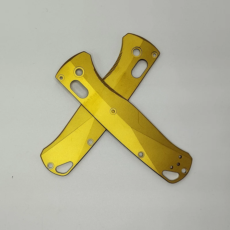 

CNC Titanium Material Golden Color Knife Handle Patch Scales for Genuine Benchmade Bugout 535 Knives Grip DIY Making Accessories