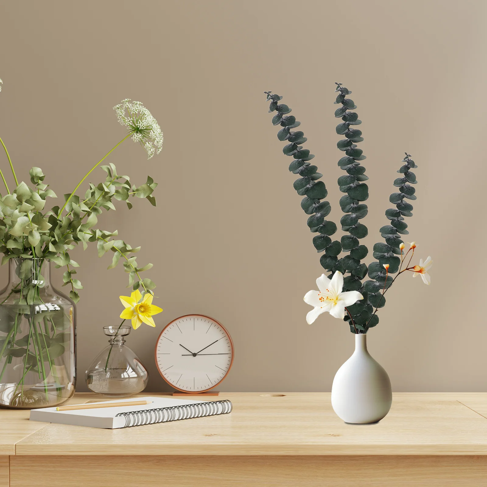 30Pcs Eucalyptus Leaves Handmade Floral Stems Natural Greenery Wedding Party Home Office Dried Eucalyptus Garland