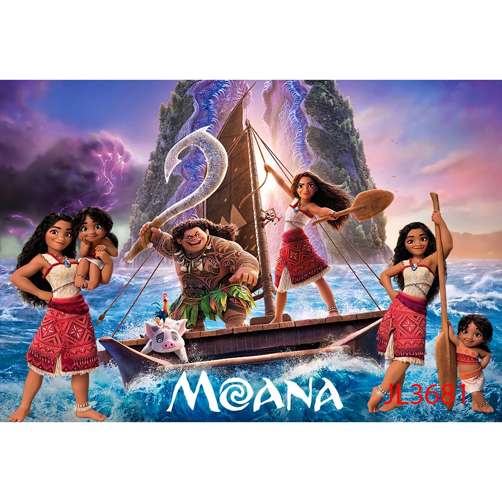 ديزني موانا 2 خلفية المحيط الصيف ماوي فايانا الفتيات حفلة عيد ميلاد ديكور استحمام الطفل صور خلفيات لافتة مخصصة