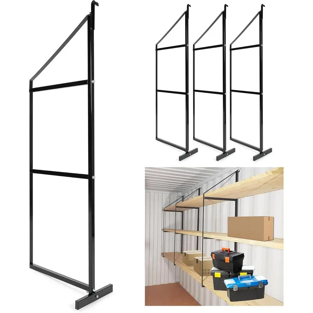 60.5H x 22.12D Steel Container Shelving Brackets, 4-Pack, Powder Coated for Storage and Cargo Shelves