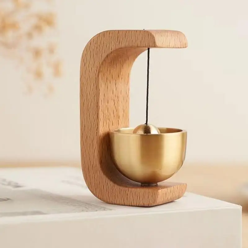 1pc Doorbell Solid Wooden Doorbell Magnetic Brass Wind Chimes Wireless Jingle Bell Entrance Door Bell Pendant Home Decor