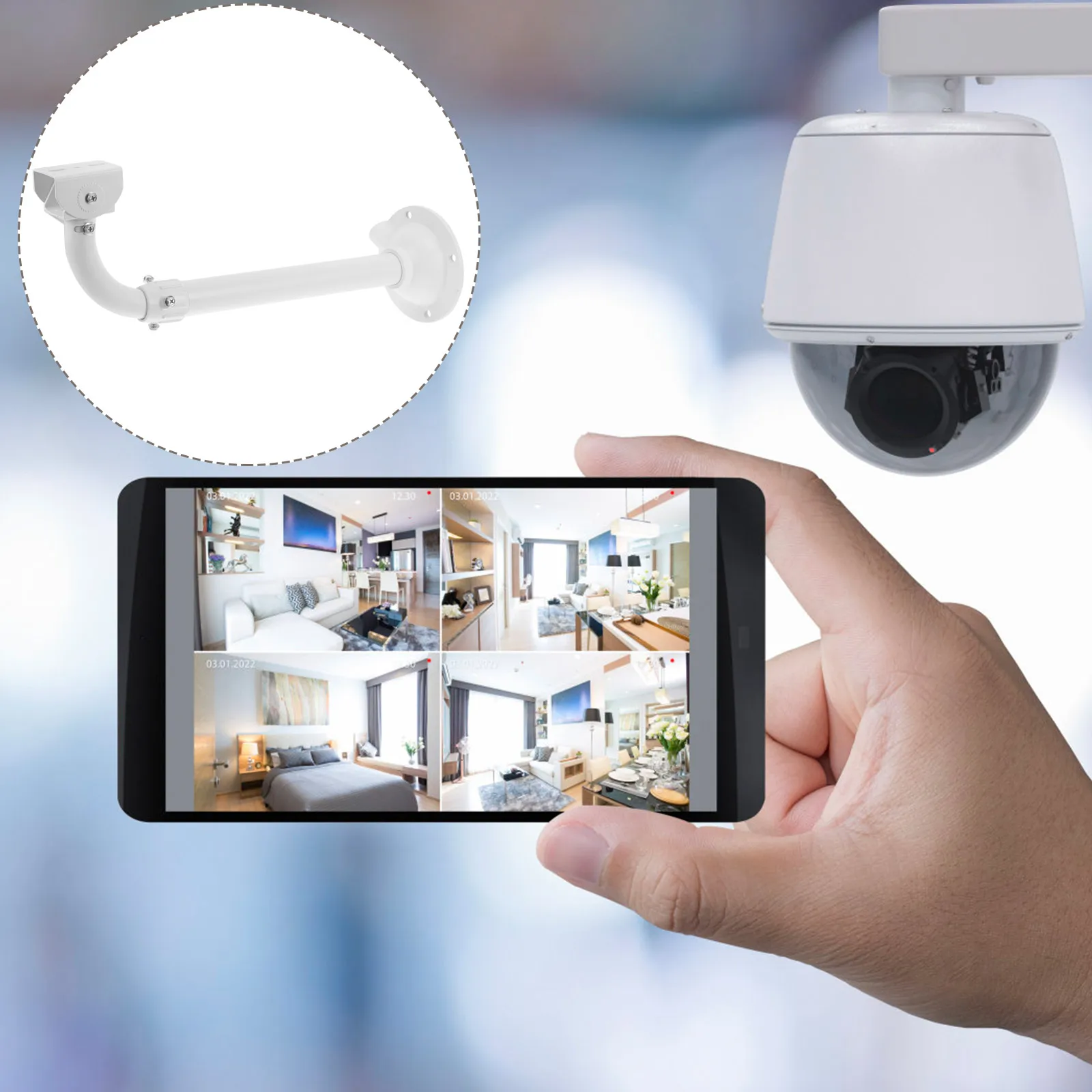 

Adjustable Retractable Wall Mount Security Holder Sturdy Aluminum Alloy Mounting Support For Ip Monitor Cameras Easy Install