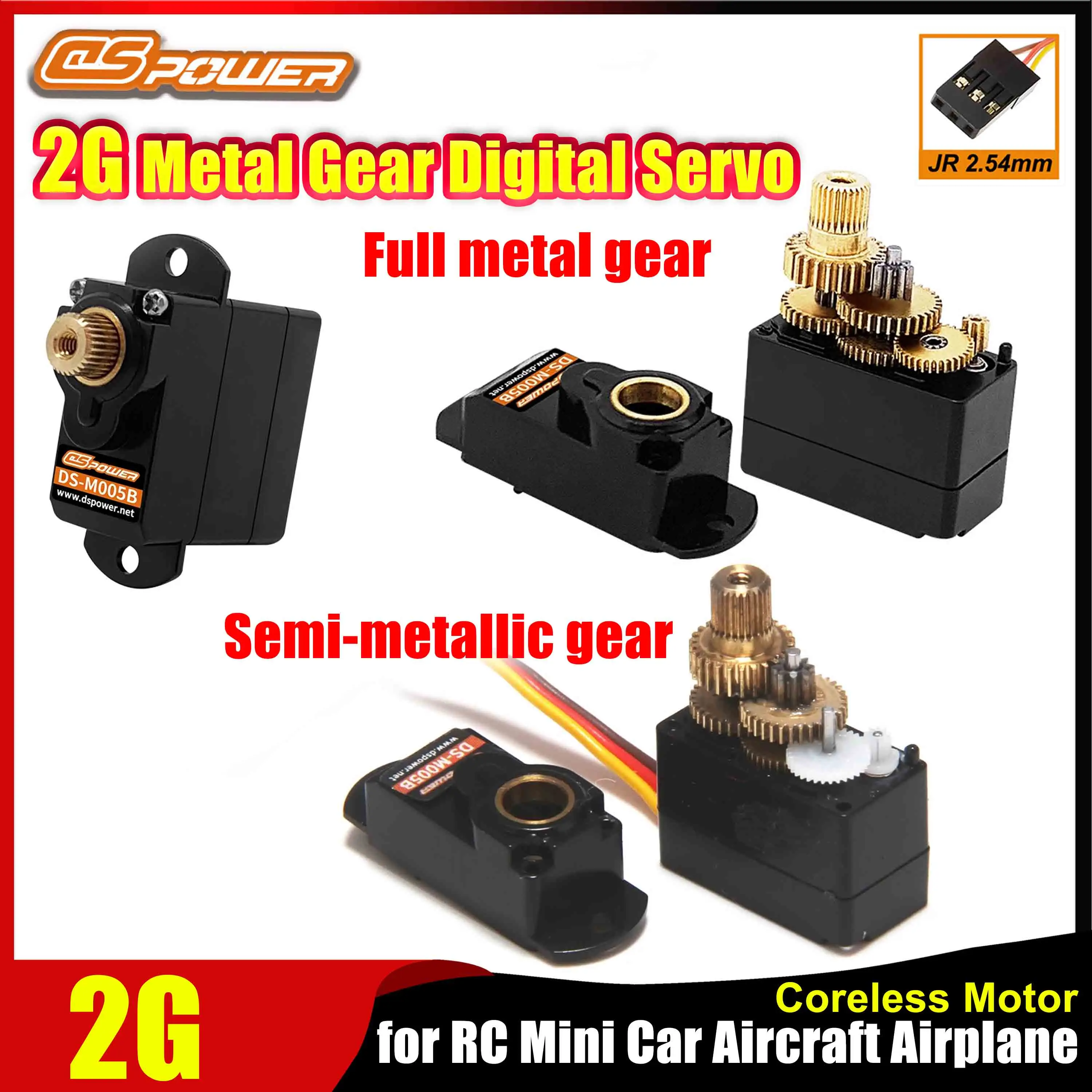 

Dspower 2G Metal Gear Digital Mini Servo Coreless Motor High Precision for RC Aircraft Plane FPV Drone Fixed-wing Helicopter Car