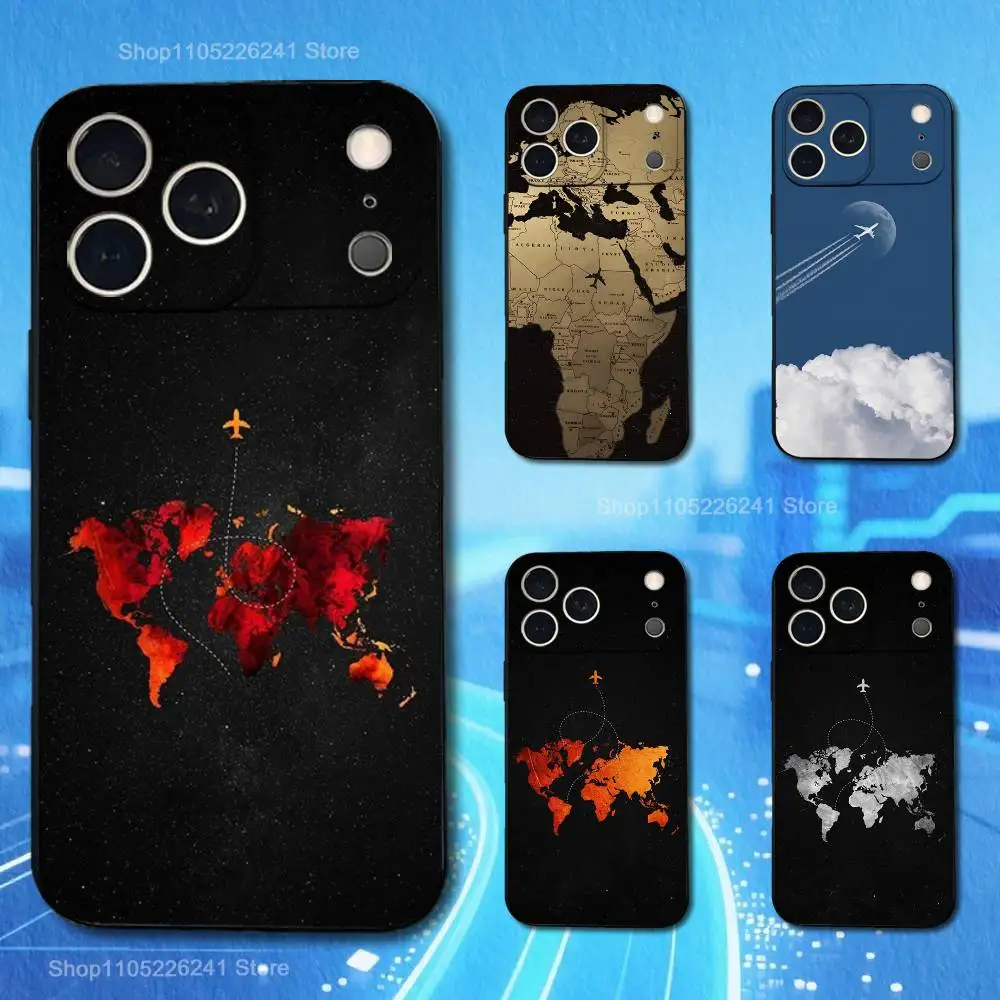 

Airplane Sailing Map For iPhone 13,16,11,14,17,12,15,Plus,Pro Max,XS,X,XR,SE,Mini,8,7,Phone Case Soft Silicone Black