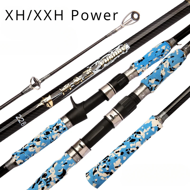 2 Sections 1.8m XH/XXH Power Carbon Fiber Superhard LeiQiang Fishing Rod Spinning Casting Fishing Rod