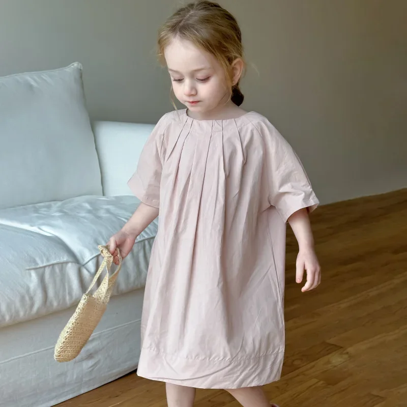 Girls Skirt 2026 Summer New Childrens Clothes Korean Style Baby Girl Fashion Lace-up Pure Cotton Skirt Casual Simple Daily