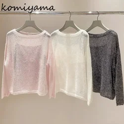 Sweet Slash Neck Long Sleeve Ropa Mujer 2024 Woman Sweater Japan Style Roupas Feminina Loose Knit Tops Autumn New Outerwears