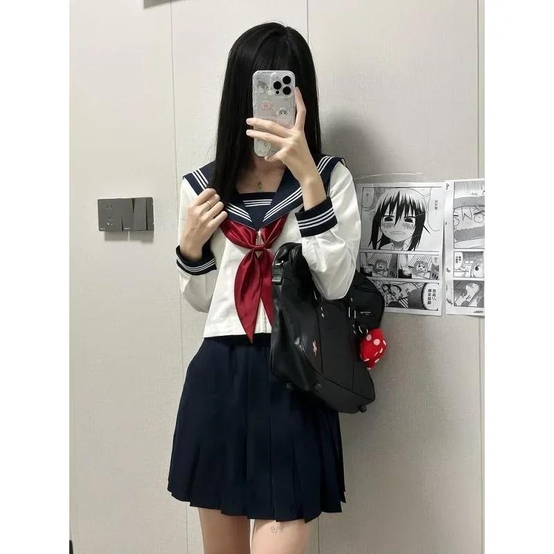 plus Size Sailor Suit orm JK School orm Long Sve ort Sve irt Basic Edition Tee Books Middle orm JK Skirt