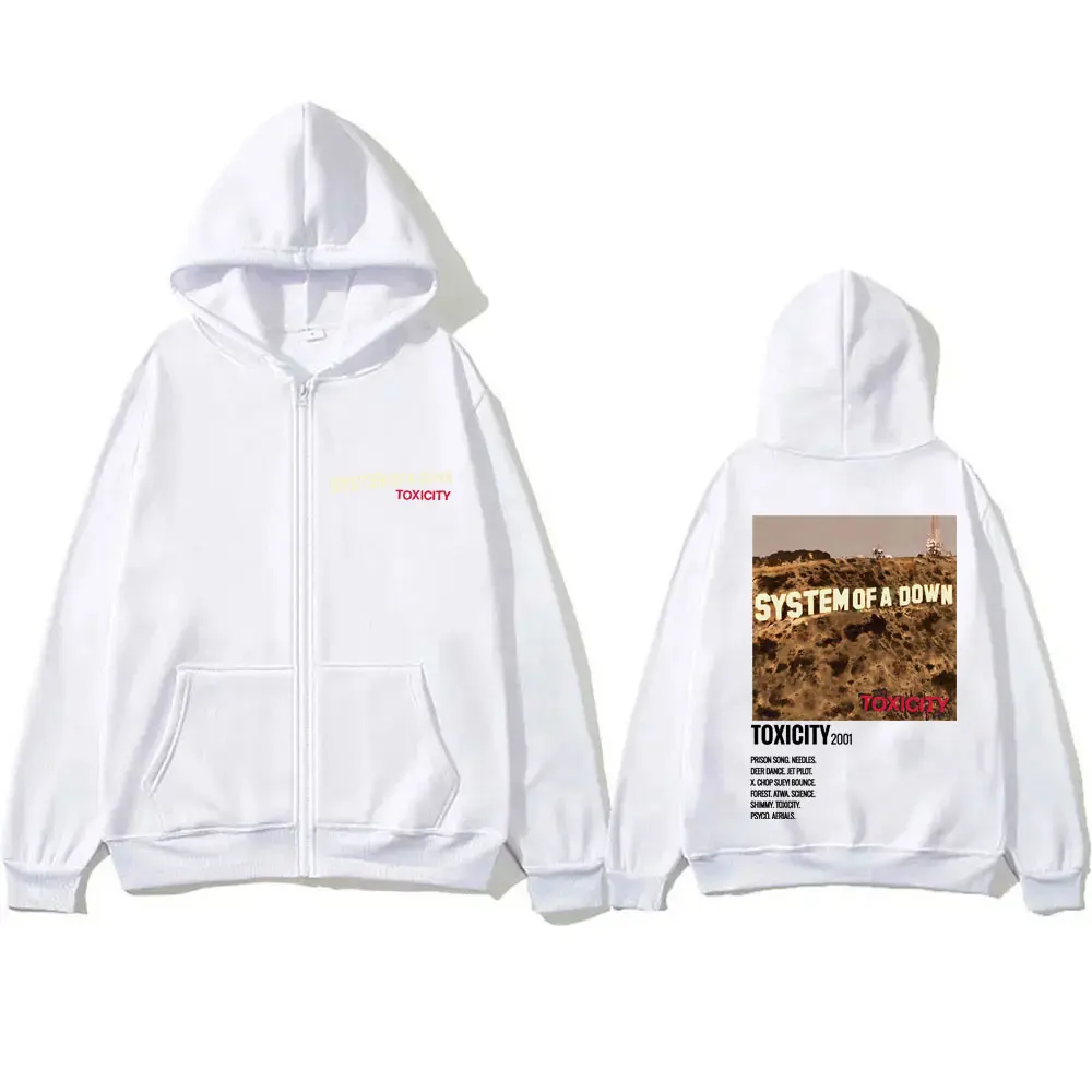 Alternative Metal Rock Band System of A Down Toxicity Album Zipper Hoodie Men Women Fashion Vintage Oversized Zip Up Jacket Coat