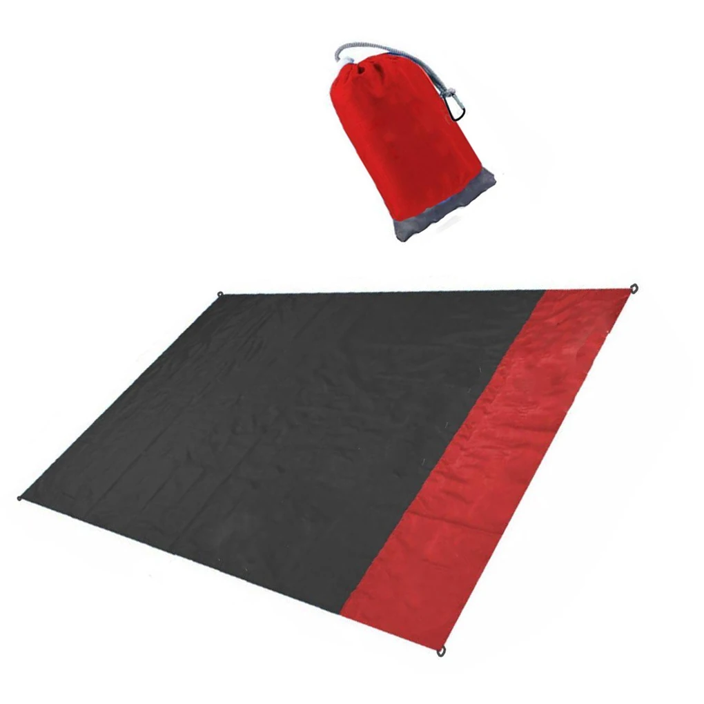 

2 Beach Blanket Waterproof Pocket Picnic Sheet Mat Quick Drying Rug Black Red