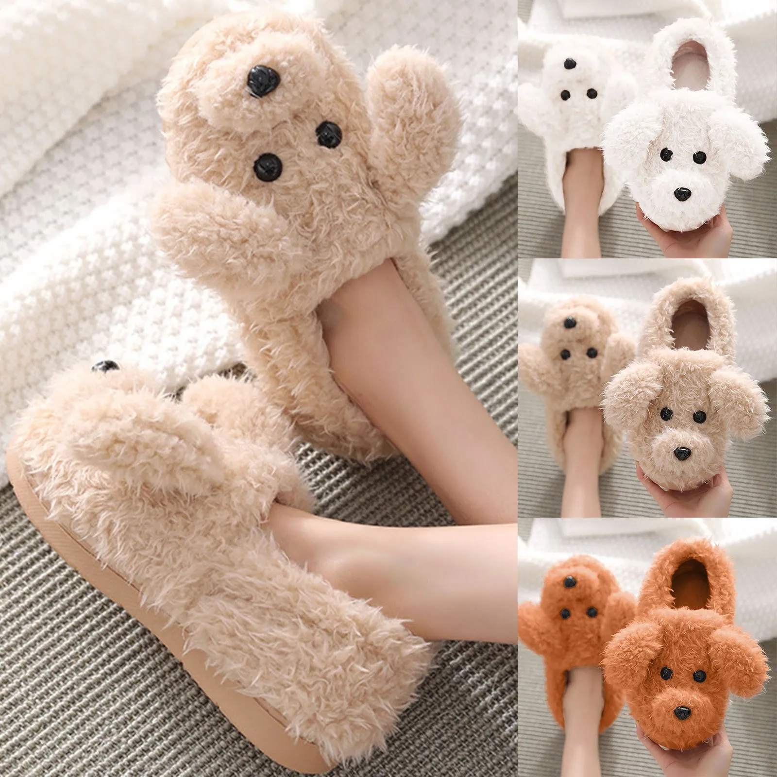 Pantofole da casa per coppie calde peluche donna uomo pantofola scarpe invernali Indoor New Fashion antiscivolo Casual Cute Cartoon Animal Slides