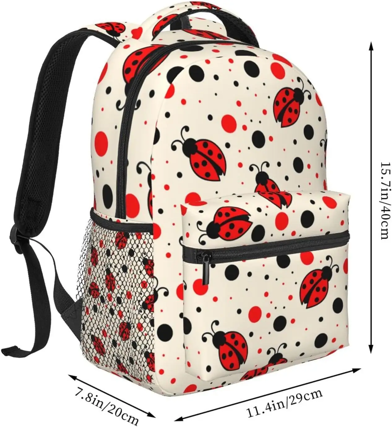 Red Black Polka Dots Ladybugs Stylish Casual Backpack Purse Laptop Backpacks Computer Daypack For Work Business Travel