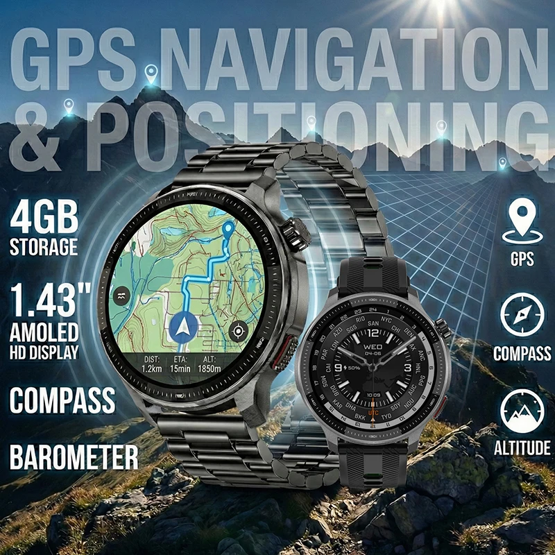 Smart Watch Men 4G Memory GPS Offline Map Position Smartwatch Built-in App Market Game Compass Waterproof Swim Watch Sport Watch