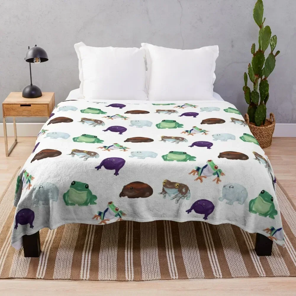 

Frog party Throw Blanket Cozy Napping Blanket Gift for Mom Dad