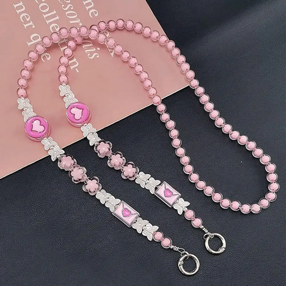 

Hanging Rope Crossbody Lanyard Outdoor Carrying Lanyard Useful Wrist Strap Phone Chain Long Chain Straps Heart Beaded Keychain