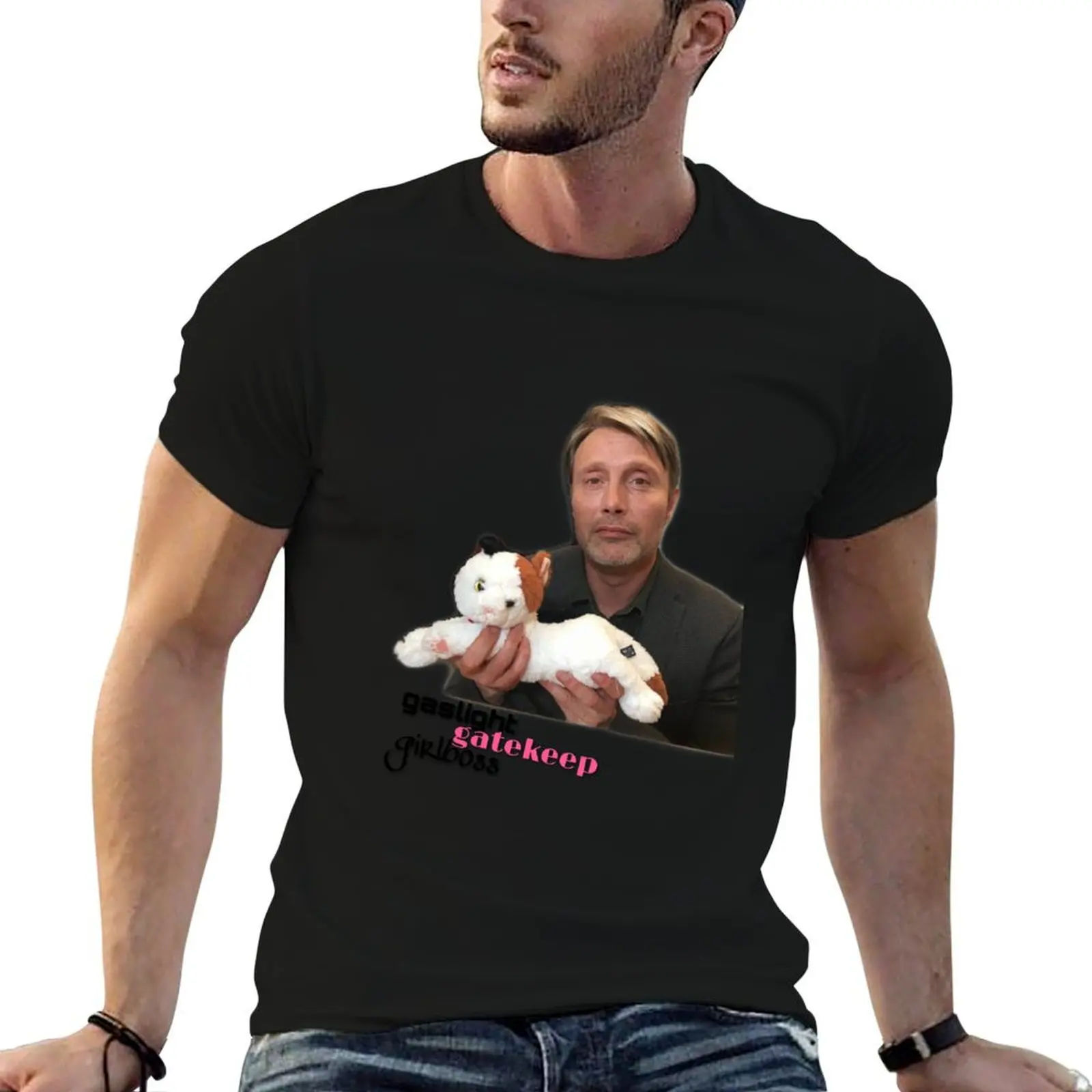 Mads Mikkelsen Gaslight Gatekeep Girlboss T-Shirt Casual Fashion Short Sleeve Cotton T-Shirt