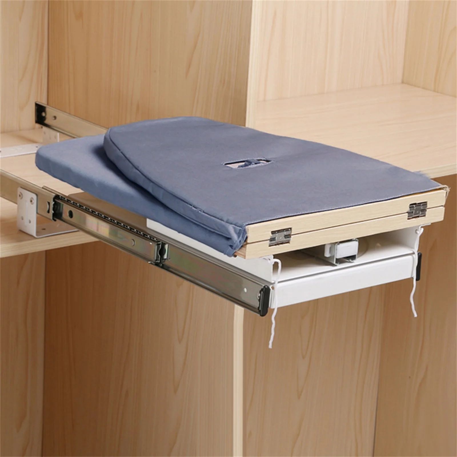 Retractable Ironing Board Closet Pull-Out Stow Away In The Cabinet Easy To Install 180° Extendable Push &Pull