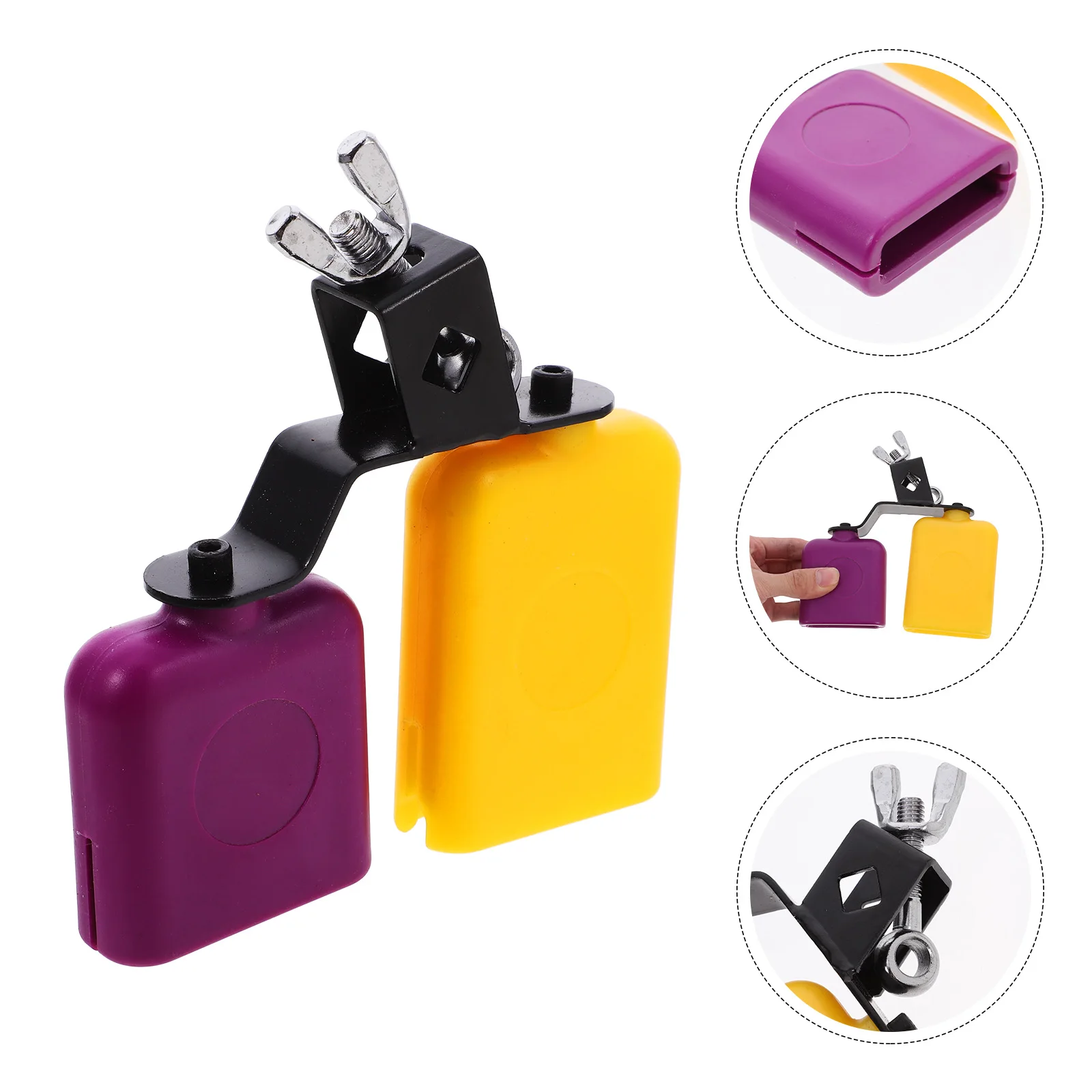 

High Low Tone Block Cowbell For Drum Kit Percussion Instrument Adjustable Screw Drum Set Accessory Durable Material 2 Colors