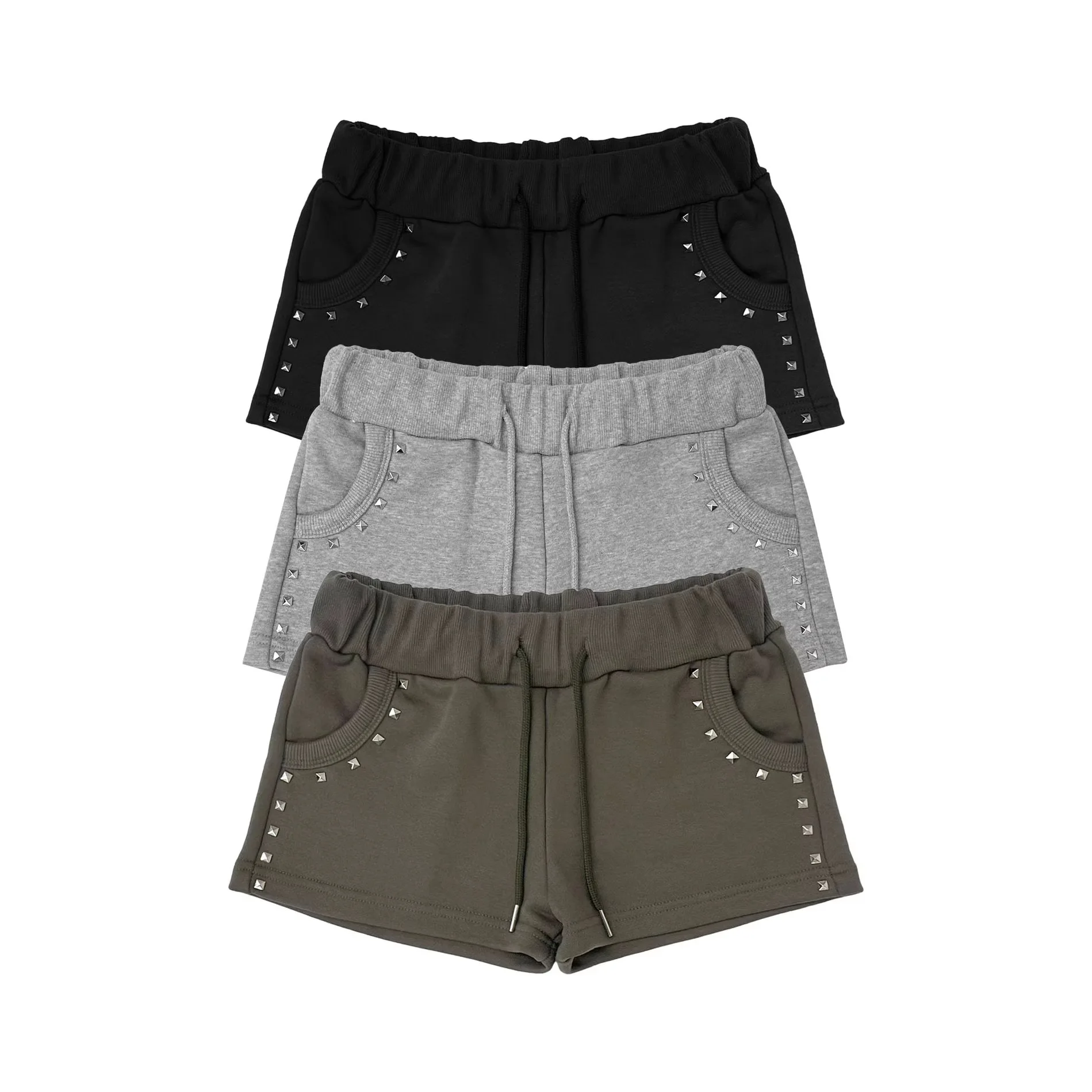 Summer New Style Hot Diamond Tie Rope Sexy European And American Fashion Short Style High Street Female Personality Dark Shorts