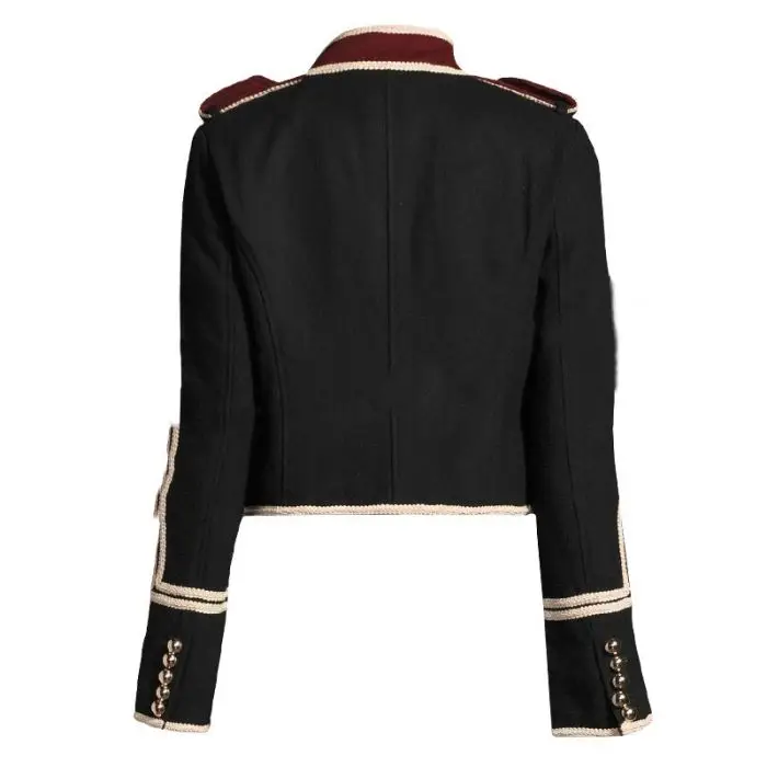 Marching Band Black Velvet Jacket Military Hussar Black Coat Costume Women Fashion Military Victorian Gothic Jacket