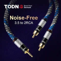 TODN -Cabo de Áudio para Amplificador, Celular, Computador, Desktop, 3.5mm Jack to 2RCA, OFC, Aux to Rca, HIFI, Stereo