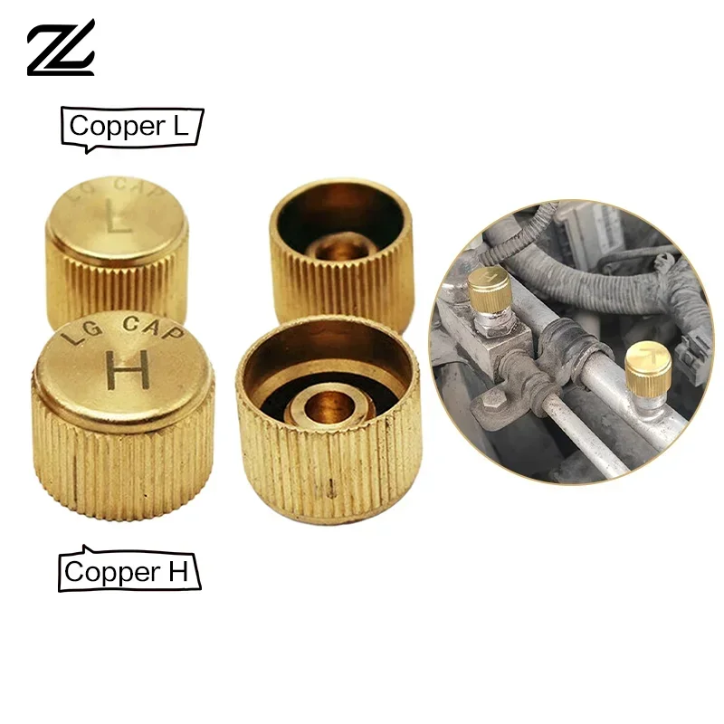 10pcs Car Air Conditioner Refrigerant Dust Cover Valve Core Caps High Low Side Port Cap Auto High Low Pressure Caps Accessories