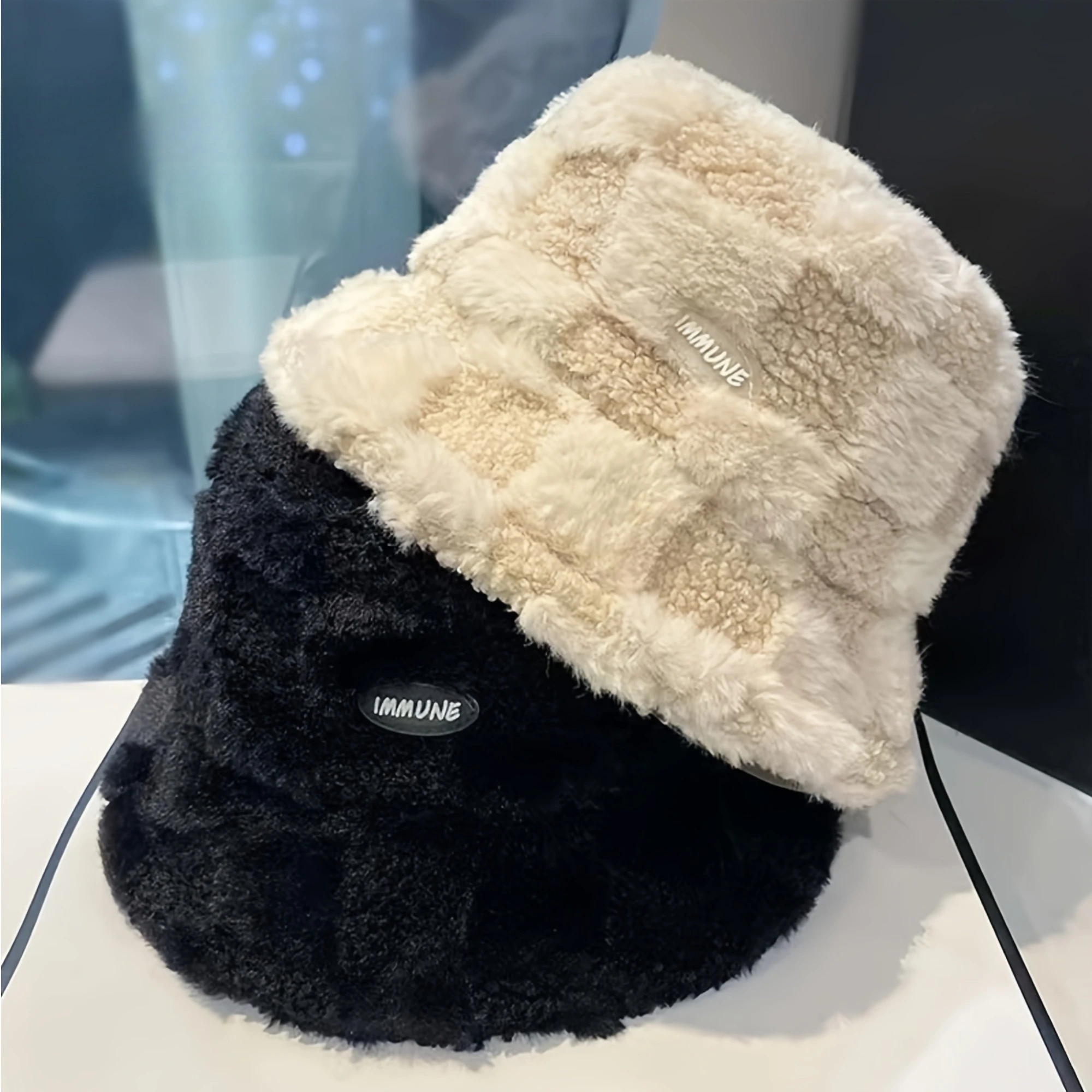 Gittermuster-Fischerhut für Damen, warmer Internet-Trend, Bucket Hat mit Schriftzug, betont kleines Gesicht