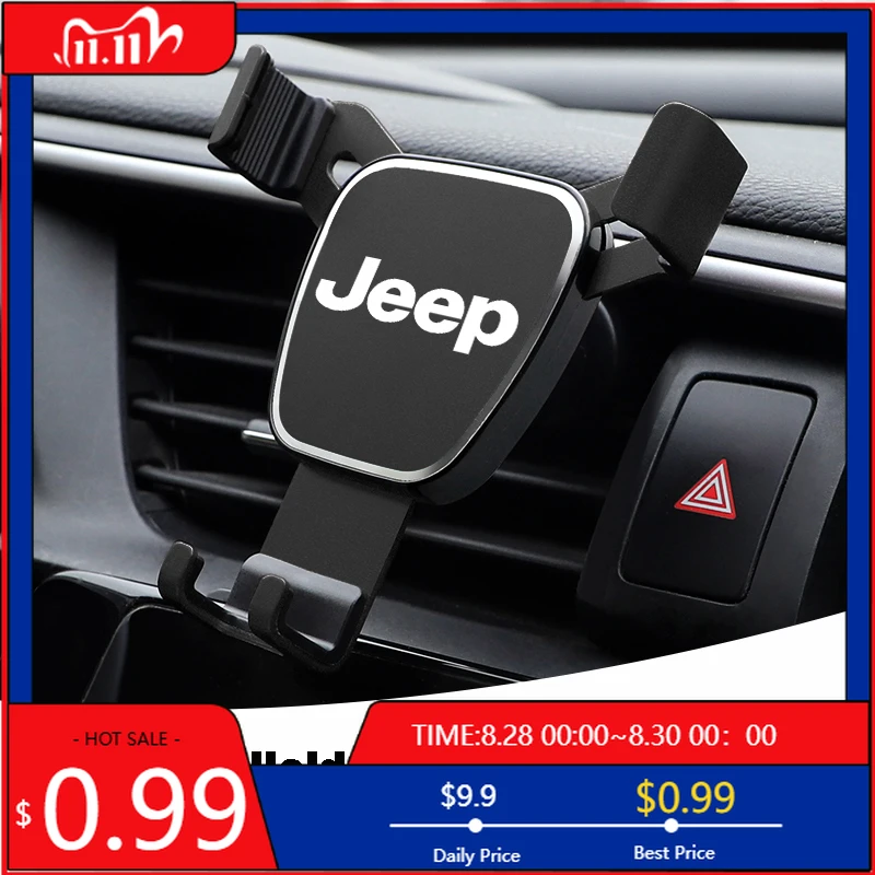 

Cup Holders Gravity Car Phone Holder Air Vent Clip Cell Phone Stand Support For Jeep Grand Cherokee Wrangler JK Gladiator Compas