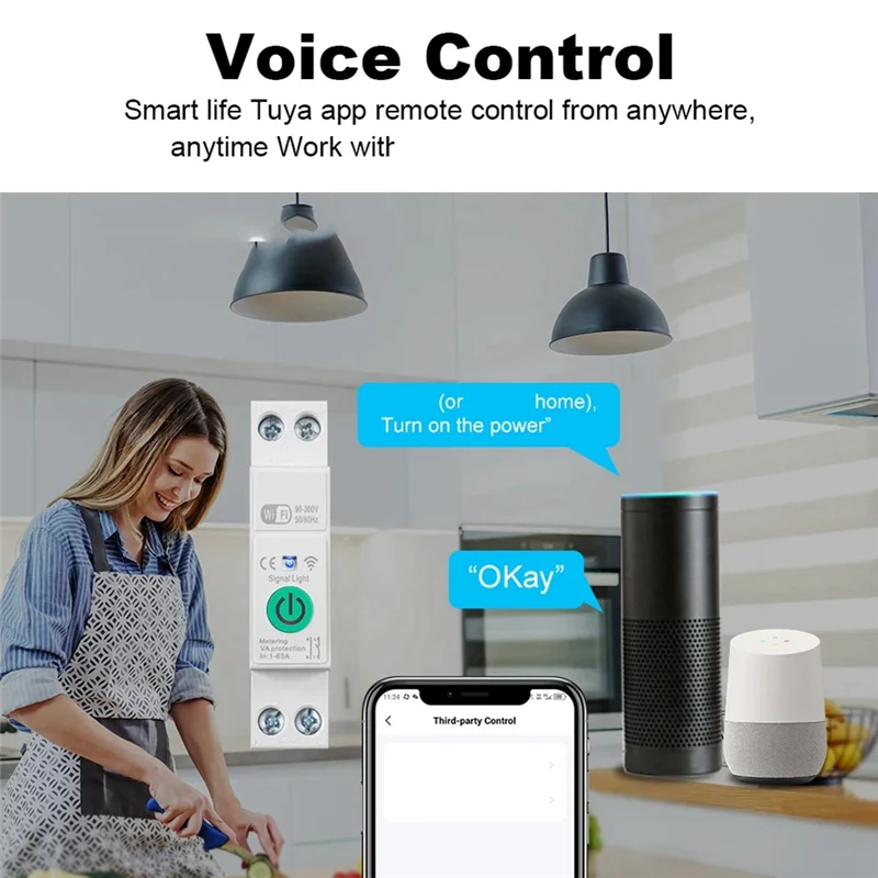 B29C-Wifi Smart Circuit Breaker Power Rail Switch Timing Voice Mobile Phone Control 1-63A With Metering