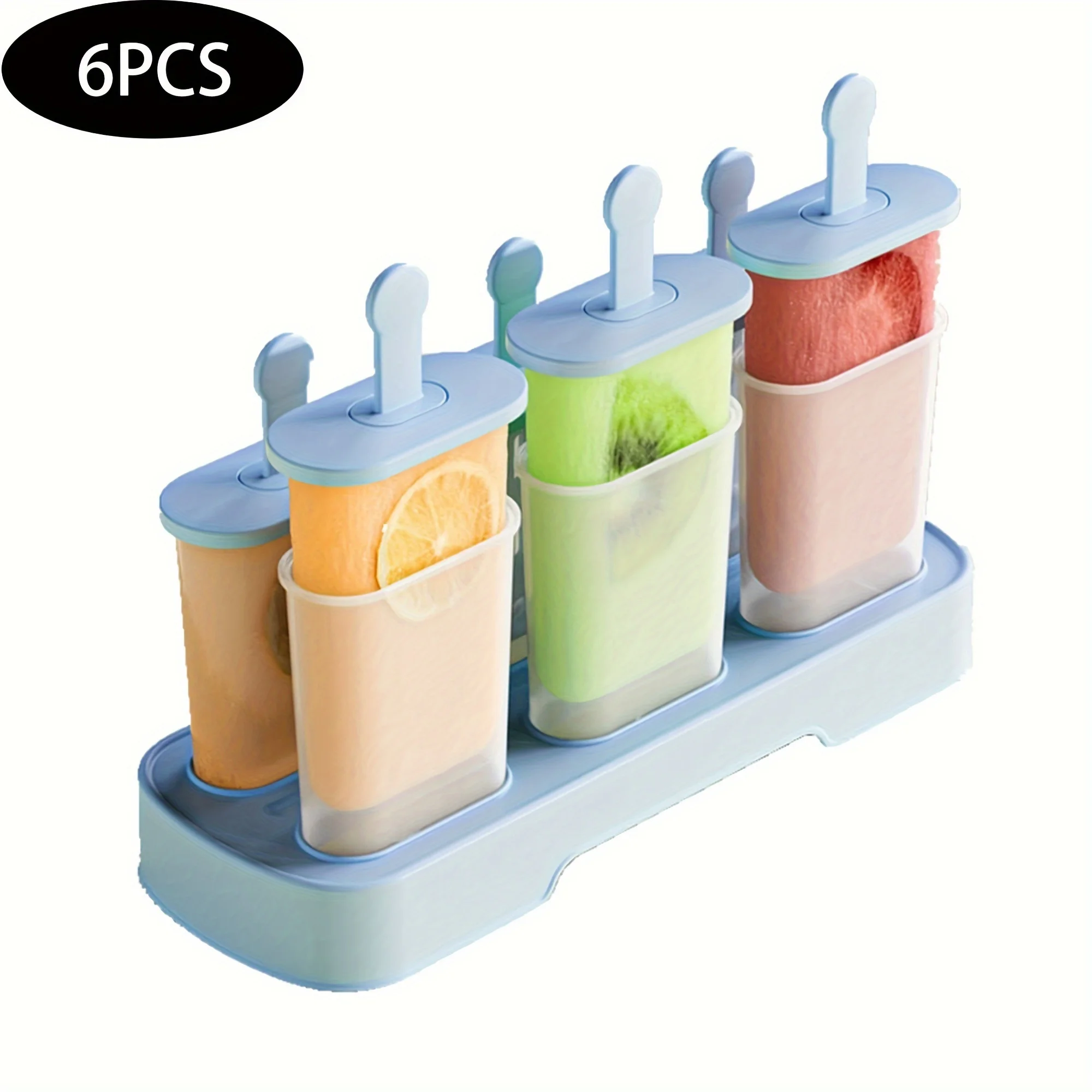 

6-Piece Bpa-Free Ice Cream Mold Set - Diy Popsicle & Treat Maker With Sticks, Easy Release Ice Cube Tray For Homemade Ice Cream