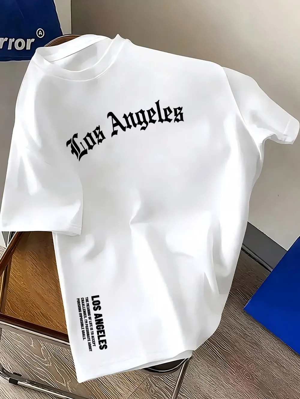 Hot selling new men's summer Los Angeles letter printed micro elastic breathable round neck T-shirt outdoor urban casual top