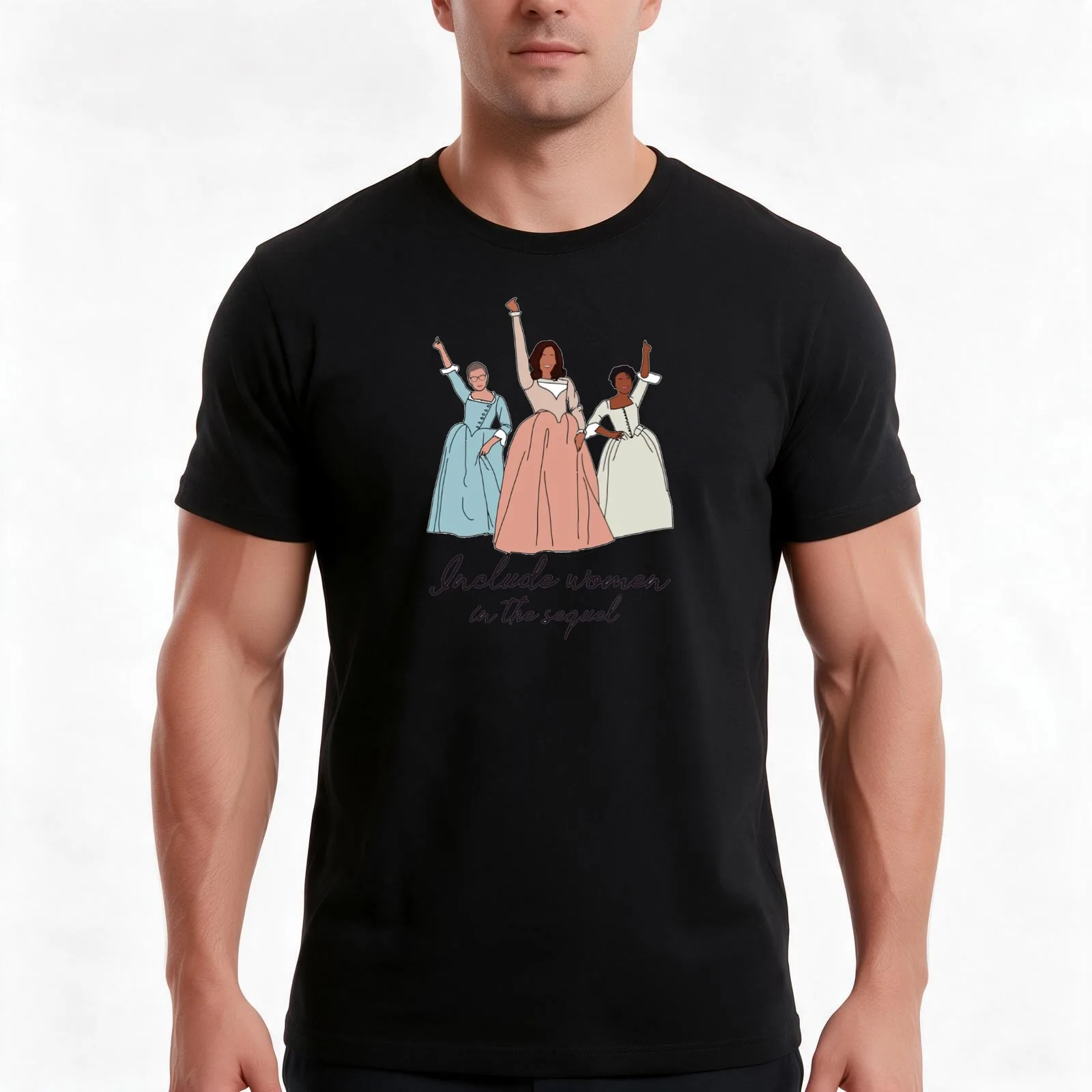 Include women in the sequel T-Shirt, Summer Casual Cotton Tee, Oversized Streetwear Tops, Vintage Graphic Print, 100% Cotton