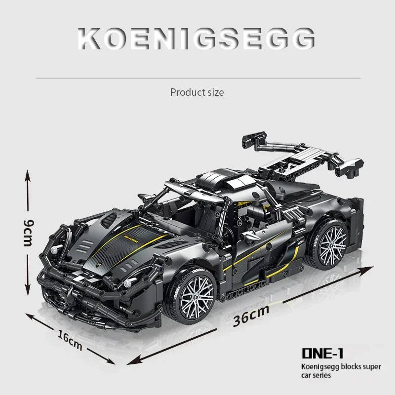 Technical Black Race Car Building Blocks Creative Assembly Bricks Educational DIY tabletop decoration Birthday Christmas Gifts