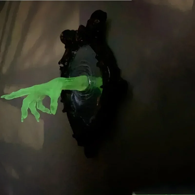 شبح الشيطان اليدوي في منحوتة الحائط المرآة ، ديكورات الهالوين ، تمثال الحرف اليدوية الراتنج المضيء ، ديكور إطار الصورة المنزلية ، الرعب #5