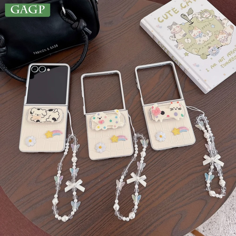 

Роскошный чехол с рисунком крокодила для Samsung Galaxy Z Flip 7 6 5 4 3 со звездным ремешком и зеркальным кронштейном для Flip7