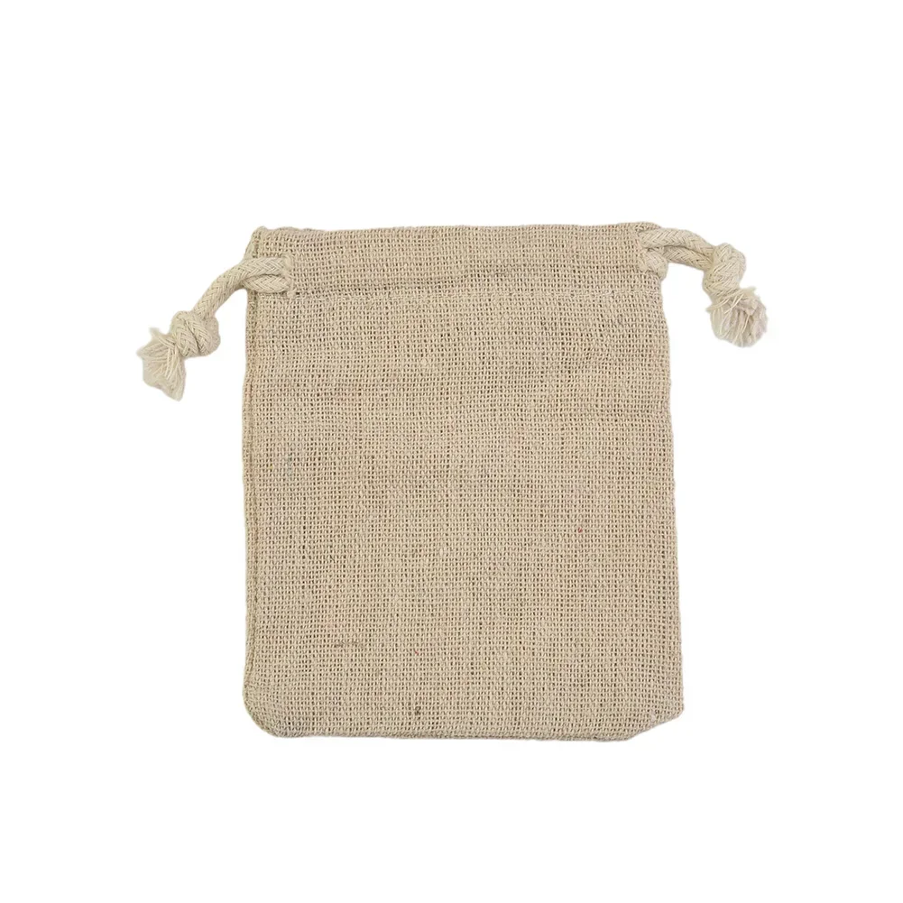 50pcs Durable Jute Drawstring Gift Bag Pouch Natural Linen Bags 8 X 10cm Wedding Gift Pouch Bags Birthday Party  Pouch Bags