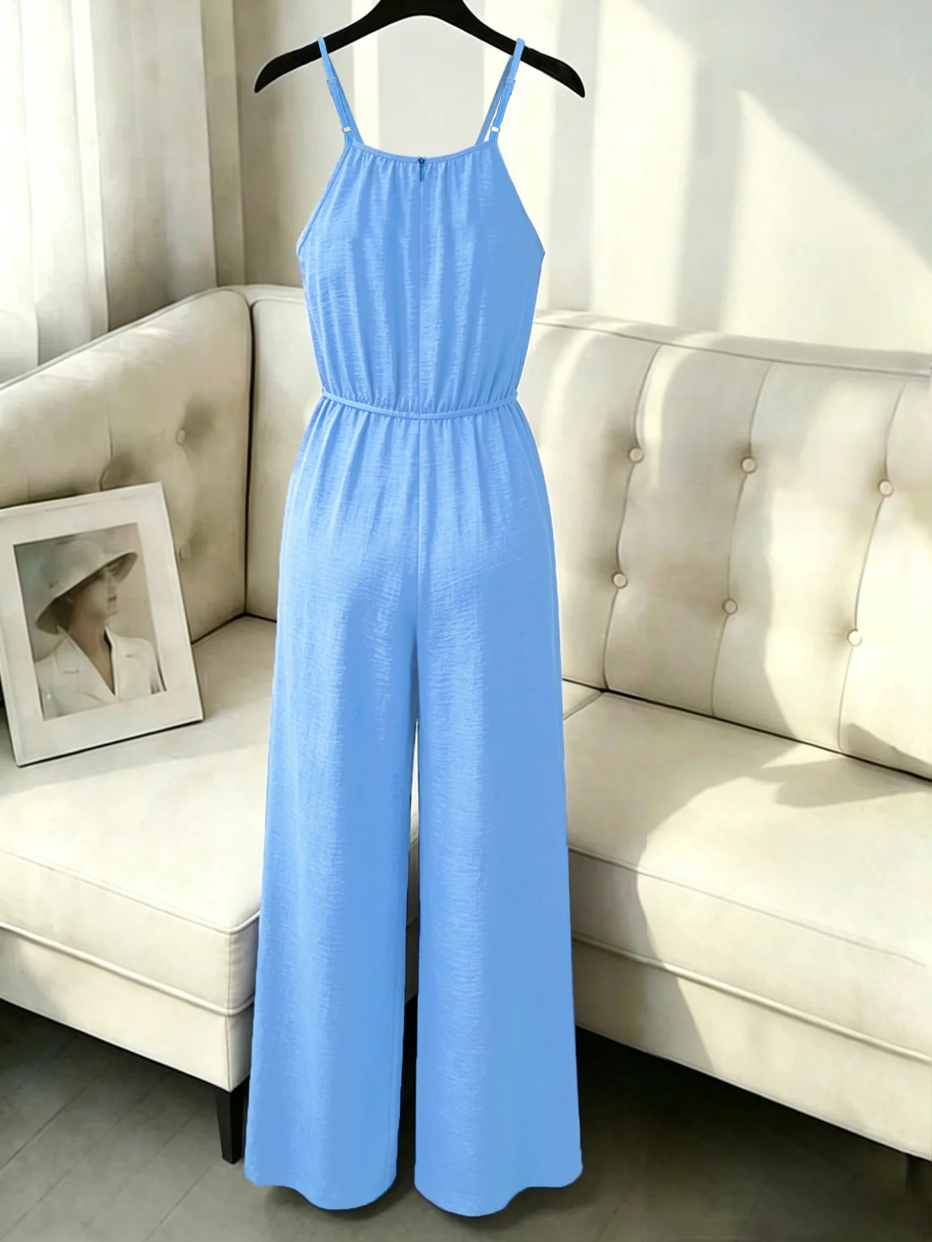 Women's Sleeveless Jumpsuit With Suspenders Pockets Casual Loose Solid Color Summer Cotton Blend Polyester Image 12