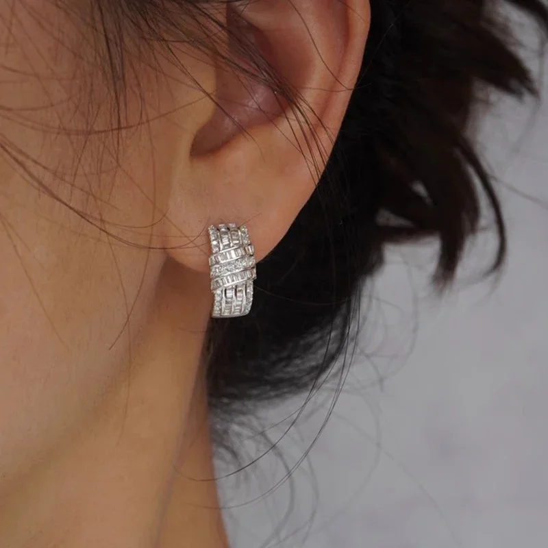 CAOSHI Gorgeous Dainty Hoop Earrings Female Silver Color Brilliant Cubic Zirconia Wedding Jewelry Anniversary Party Accessories