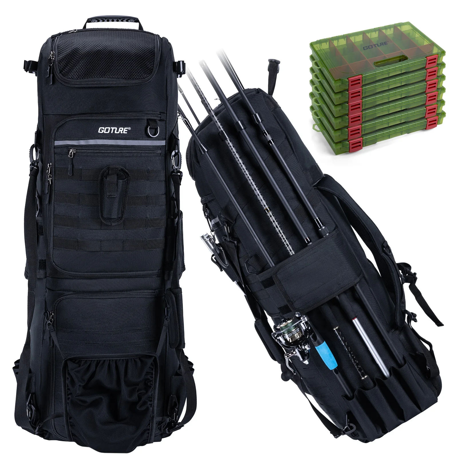 

Goture 110L Large Fishing Rod Tackle Bag 3layer Multi Pocket 99*47*28cm 600D Oxford with insulation Layer Hunting Camping Bag